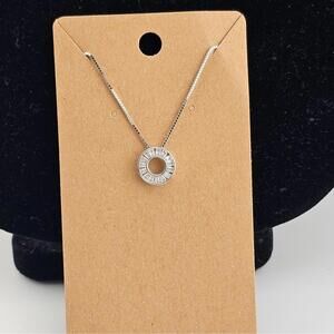 Sterling Silver Diamond Circle Necklace